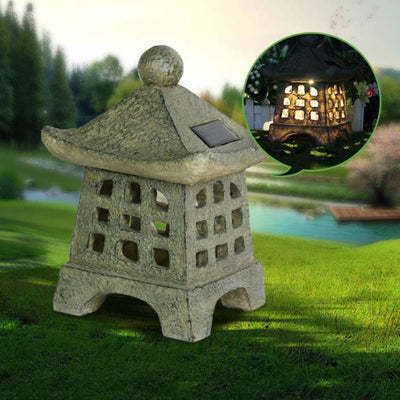 Solar House Pagoda Resin Outdoor Rasen Dekorative Landschaftsleuchte 