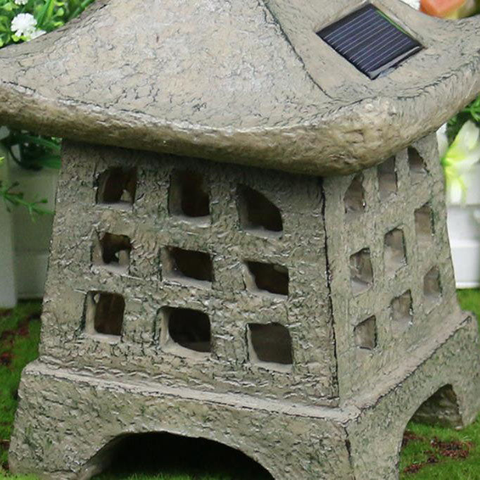 Solar House Pagoda Resin Outdoor Rasen Dekorative Landschaftsleuchte 