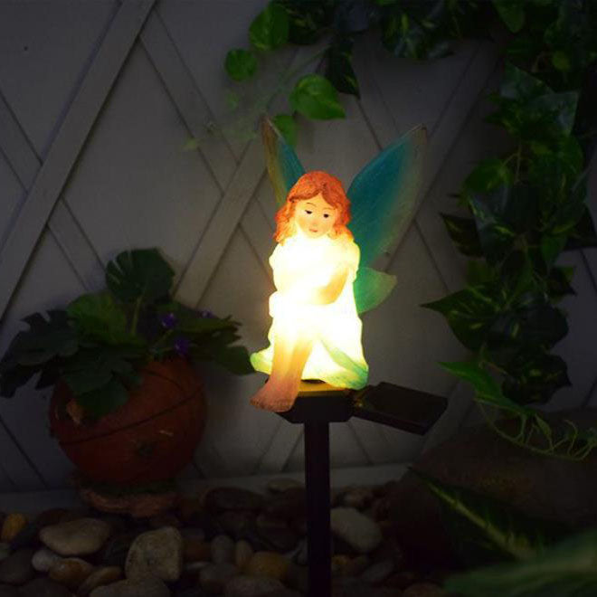 Luz de paisaje de césped con inserto de suelo LED para exteriores de plástico de Hada Flor Solar 