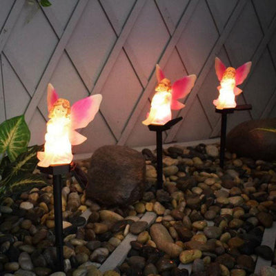 Solar Flower Fairy Plastic Outdoor LED Ground Insert Lawn Landscape Light
