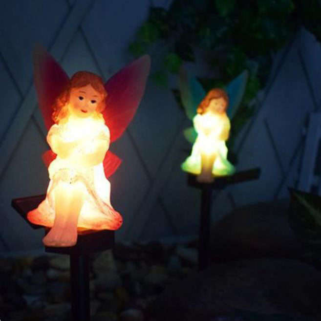 Luz de paisaje de césped con inserto de suelo LED para exteriores de plástico de Hada Flor Solar 