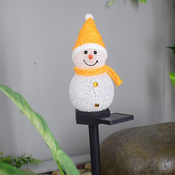 Decoración LED de muñeco de nieve solar de Navidad para exteriores, luz de paisaje con inserción en el suelo 