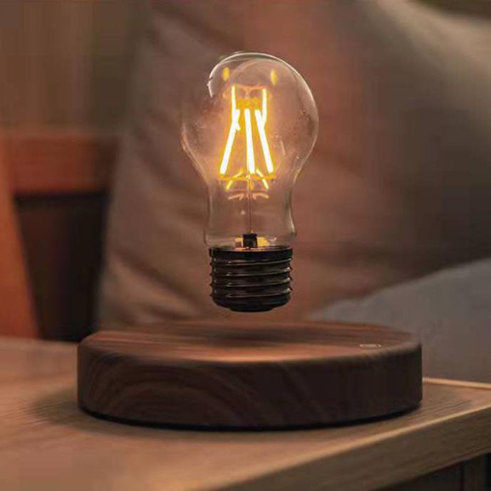 Lampe de table décorative à LED en noyer, ampoule à lévitation créative 