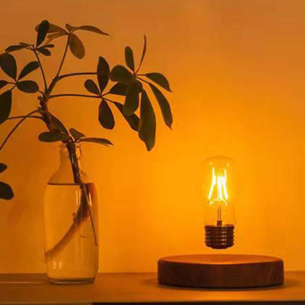 Lampe de table décorative à LED en noyer, ampoule à lévitation créative 