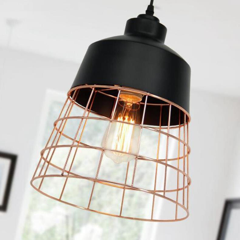 Nordic Creative Iron Cage Geometry 1-Light Pendant Light