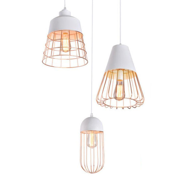 Lámpara colgante geométrica de 1 luz con jaula de hierro creativa nórdica 