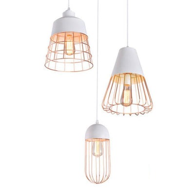 Nordic Creative Iron Cage Geometry 1-Light Pendant Light