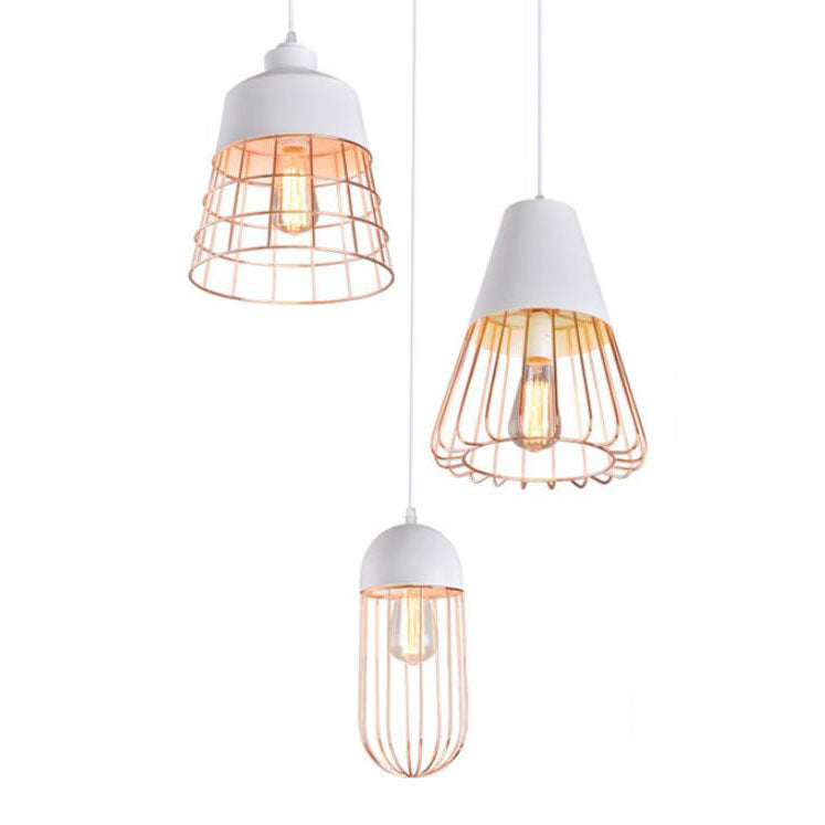 Nordic Creative Iron Cage Geometry 1-Light Pendant Light