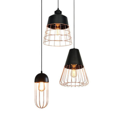 Nordic Creative Iron Cage Geometry 1-Light Pendant Light