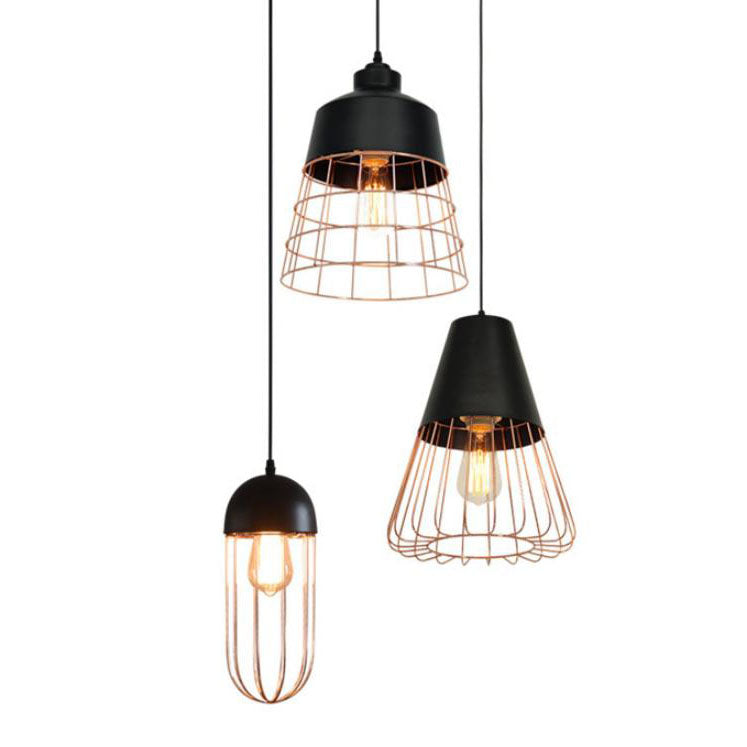 Nordic Creative Iron Cage Geometry 1-Light Pendant Light