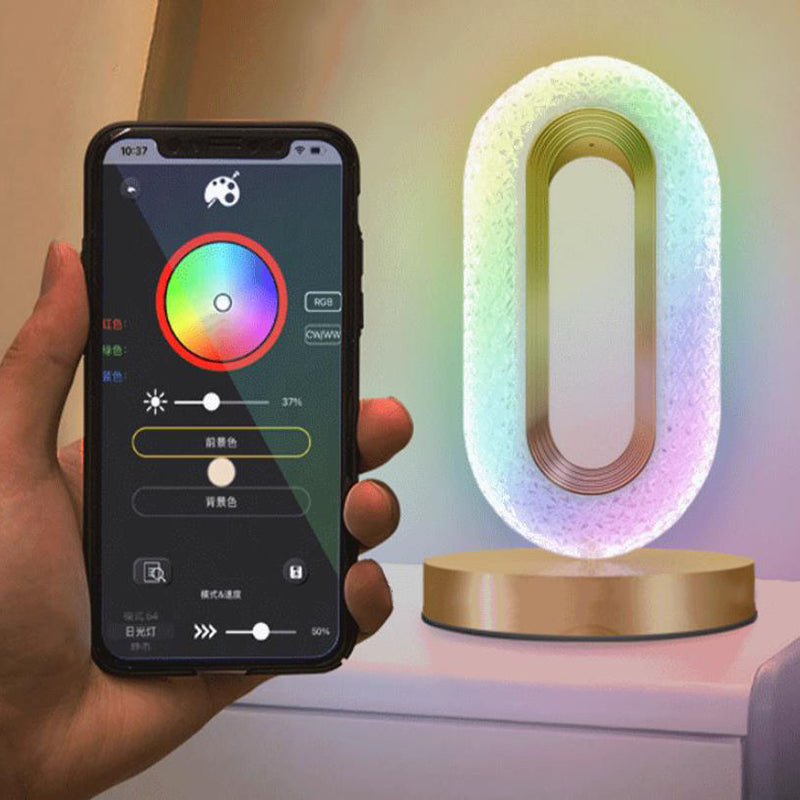 Nordic Creative Crystal Ring RGB APP LED Night Light Table Lamp