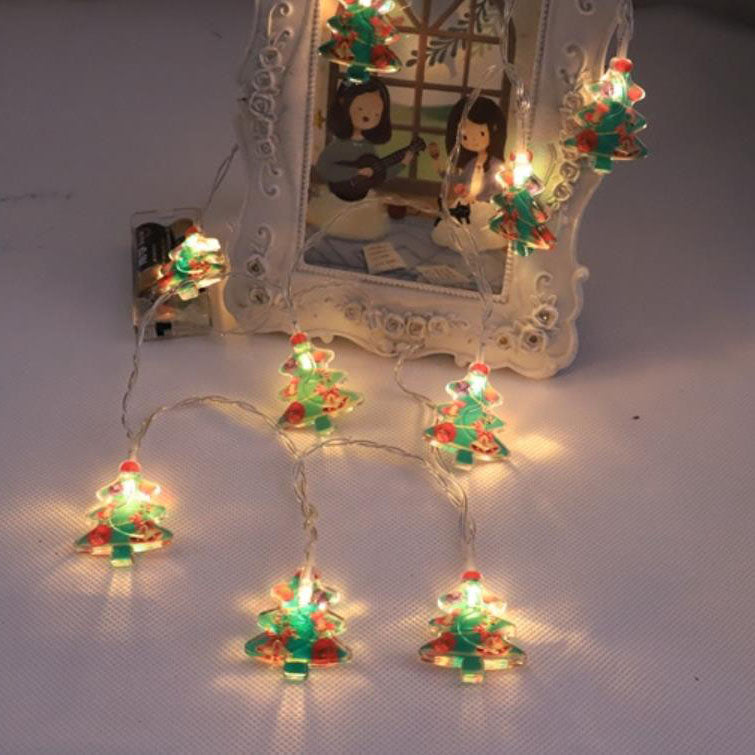 Guirlande lumineuse LED décorative à piles Père Noël de Noël 