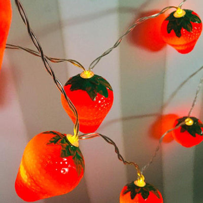 Guirlandes lumineuses LED à piles décoratives en forme de fraises 
