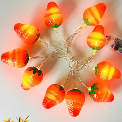 Guirlandes lumineuses LED à piles décoratives en forme de fraises 