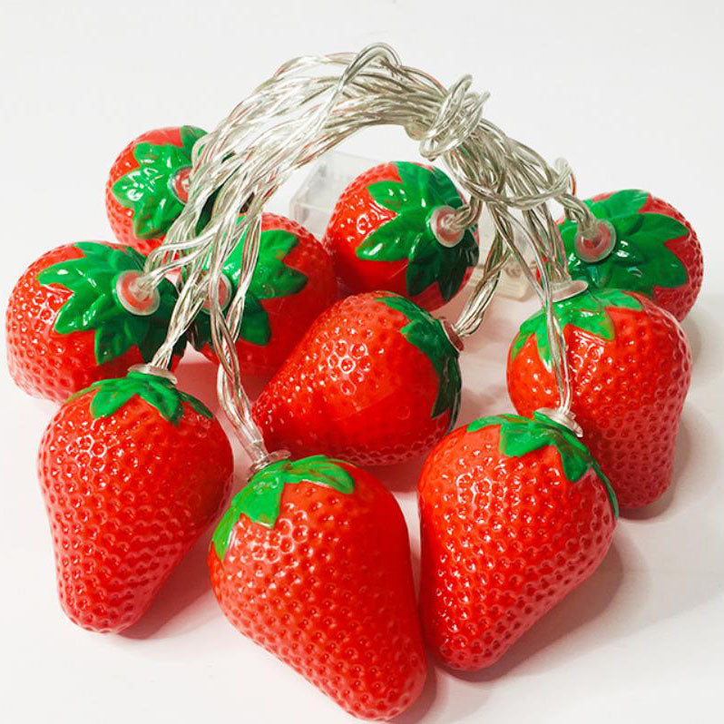 Guirlandes lumineuses LED à piles décoratives en forme de fraises 