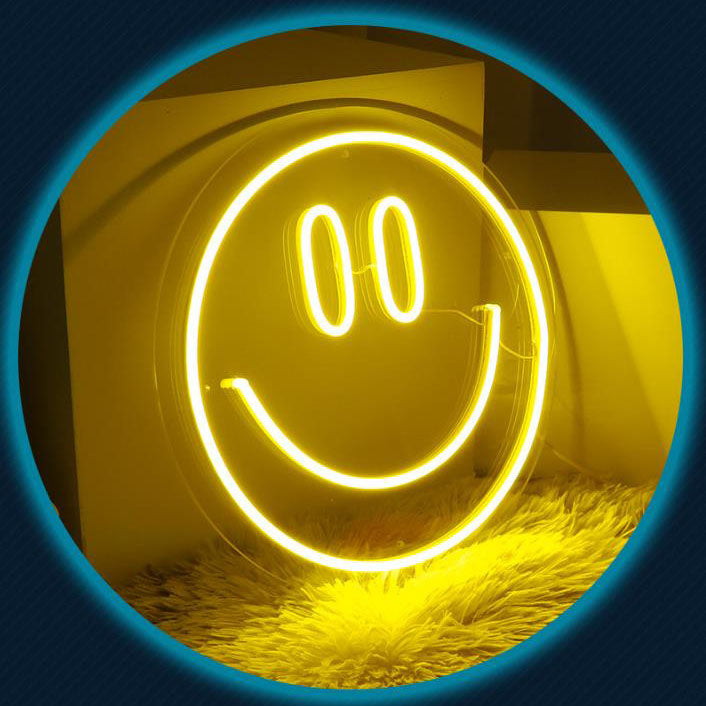Zeitgenössische kreative Neon-Smiley-LED-Dekoleuchte aus Kunststoff für stimmungsvolle Beleuchtung im Schlafzimmer 