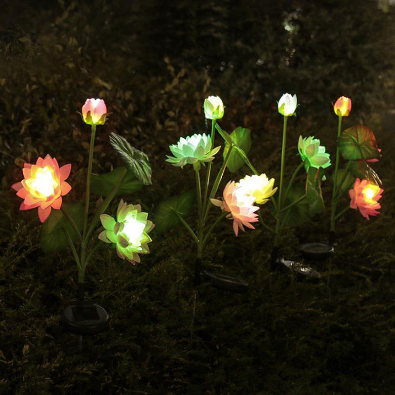 Modern Solar Lotus LED Garden Lawn Ground Insert Landscape Light