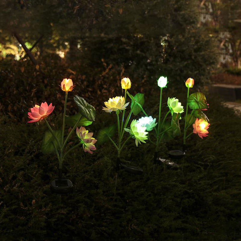 Modern Solar Lotus LED Garden Lawn Ground Insert Landscape Light