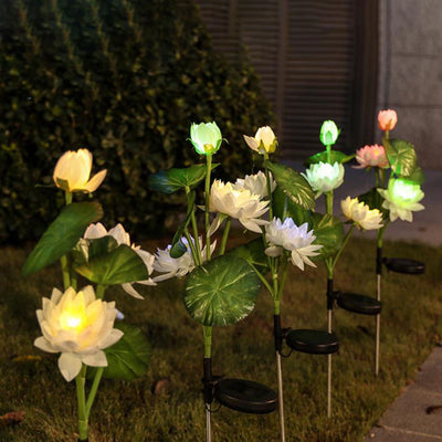 Modern Solar Lotus LED Garden Lawn Ground Insert Landscape Light