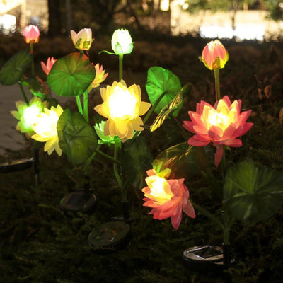 Modern Solar Lotus LED Garden Lawn Ground Insert Landscape Light