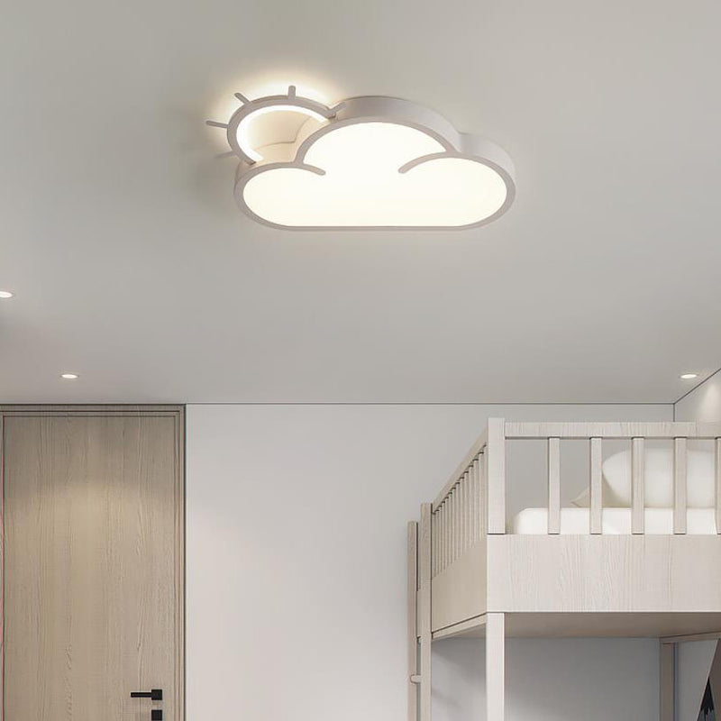 Nordic Minimalist Cloudy Sun LED Kids Flush Mount Ceiling Light