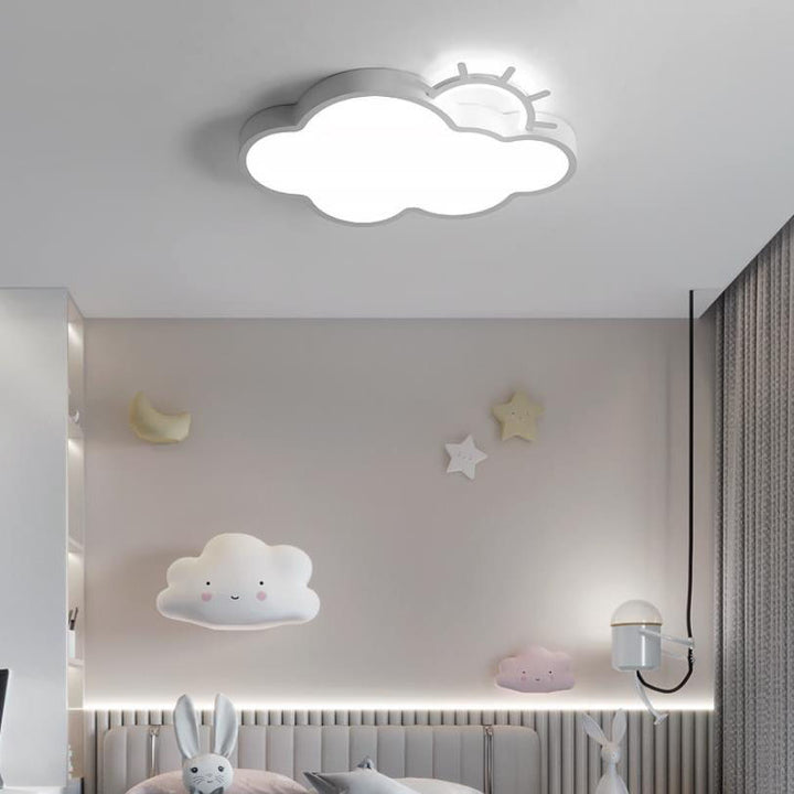 Plafón de techo LED infantil de acrílico y hierro Contemporary Nordic Cloudy Sun para salón y dormitorio 