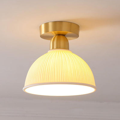 Modern Ceramic Round Jar Copper 1-Light Semi-Flush Mount Ceiling Light