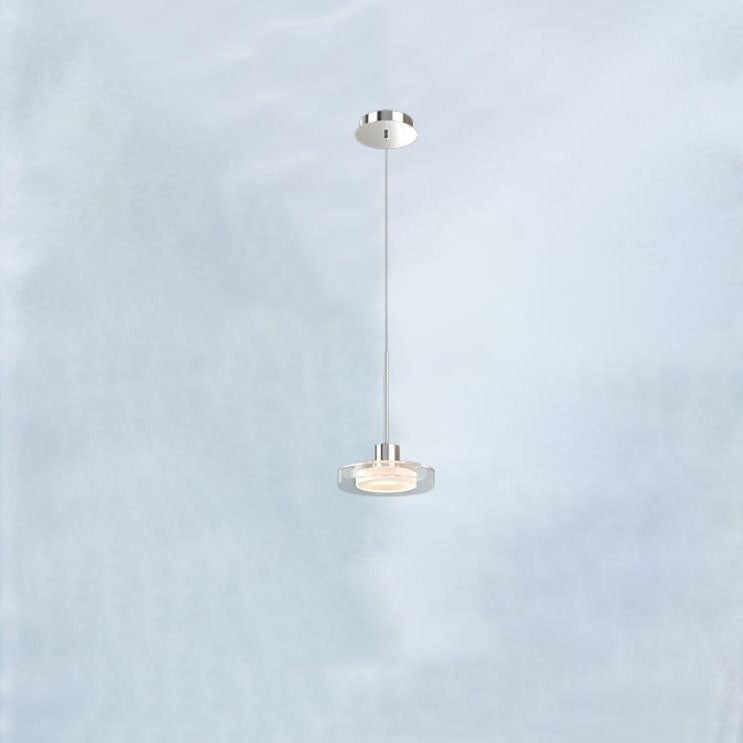 Nordic Minimalist Silver Round Glass Disc 1/3 Light LED Island Light Chandelier