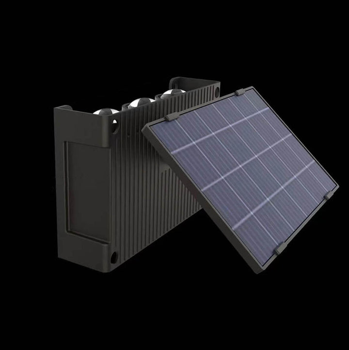 Lumière murale LED de clôture de patio extérieur solaire noir pur moderne 