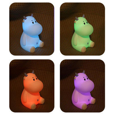 Lampe de table de nuit en silicone USB rechargeable Creative Cute Cow moderne 