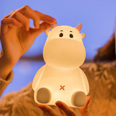 Lampe de table de nuit en silicone USB rechargeable Creative Cute Cow moderne 