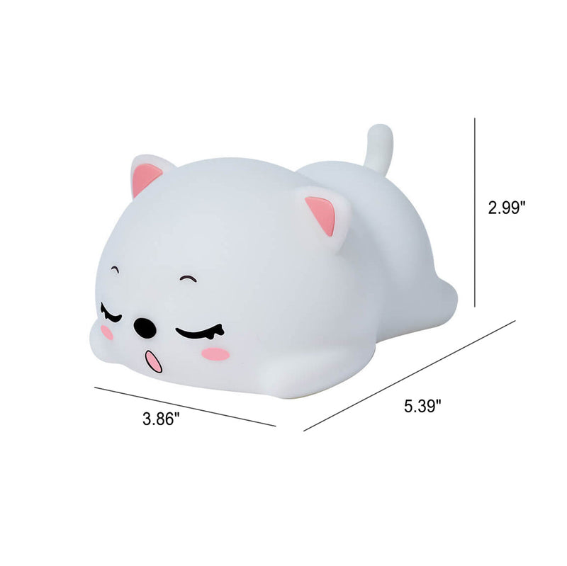 Lámpara de mesa con luz nocturna LED de control remoto de silicona creativa y encantadora de gato 