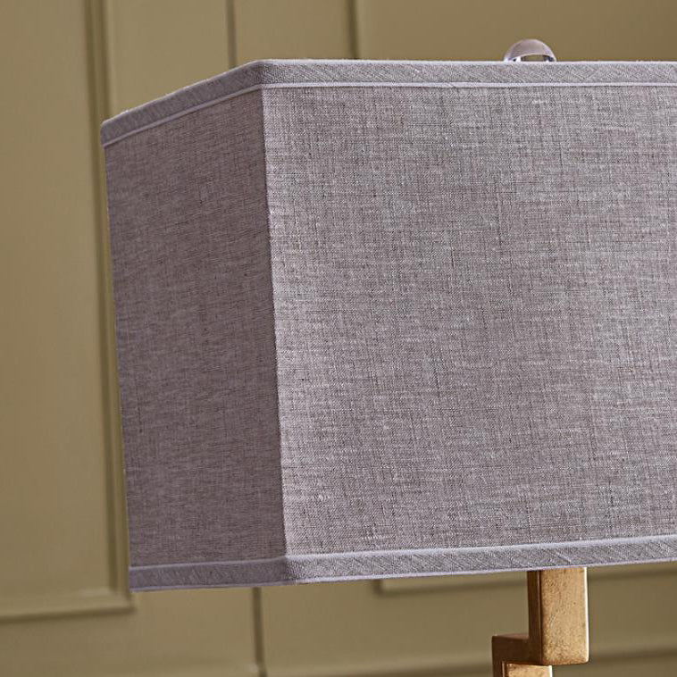 European Luxury Square Fabric Marble Column 1-Light Table Lamp