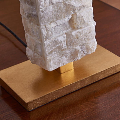 European Luxury Square Fabric Marble Column 1-Light Table Lamp