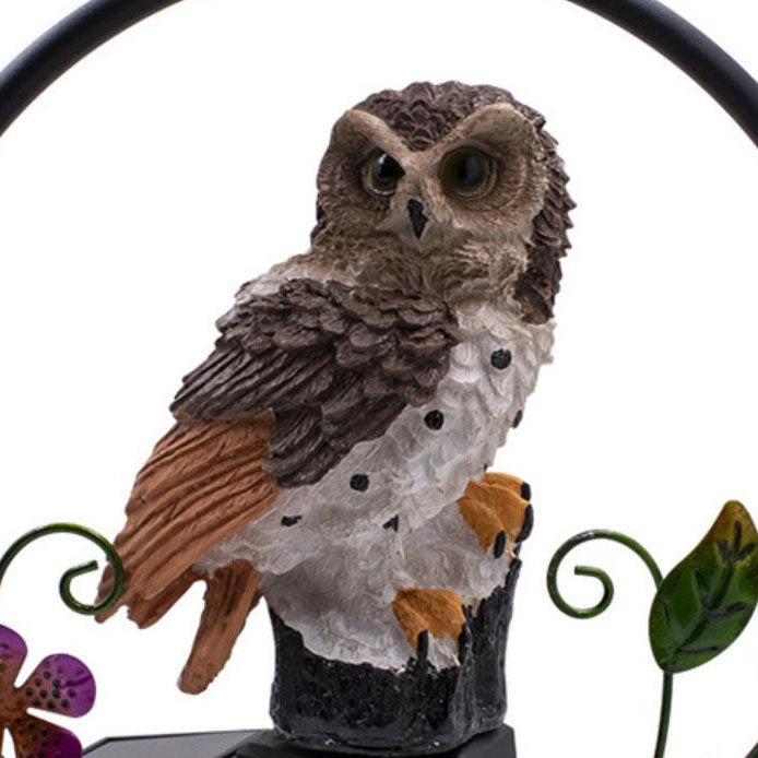 Lumière suspendue LED décorative de patio extérieur solaire en résine hibou créatif rétro européen 