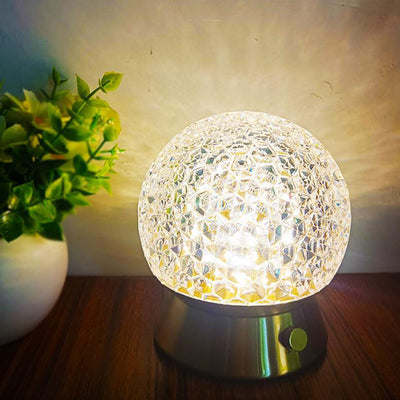 Modern Light Luxury Round Ball Iron Acrylic USB LED Ambient Table Lamp