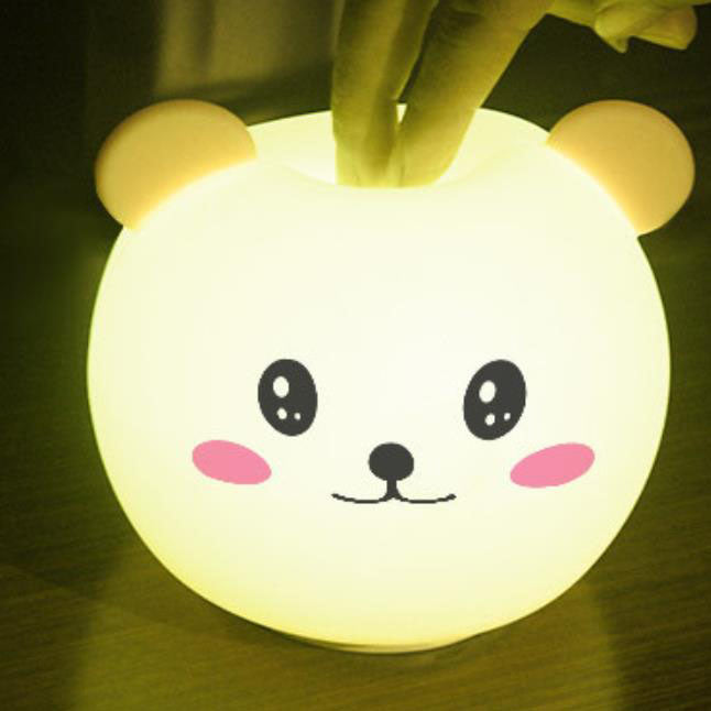 Lampe de table LED en silicone colorée avec animal de dessin animé 