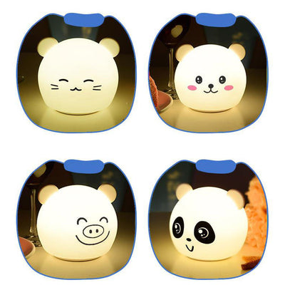Lampe de table LED en silicone colorée avec animal de dessin animé 