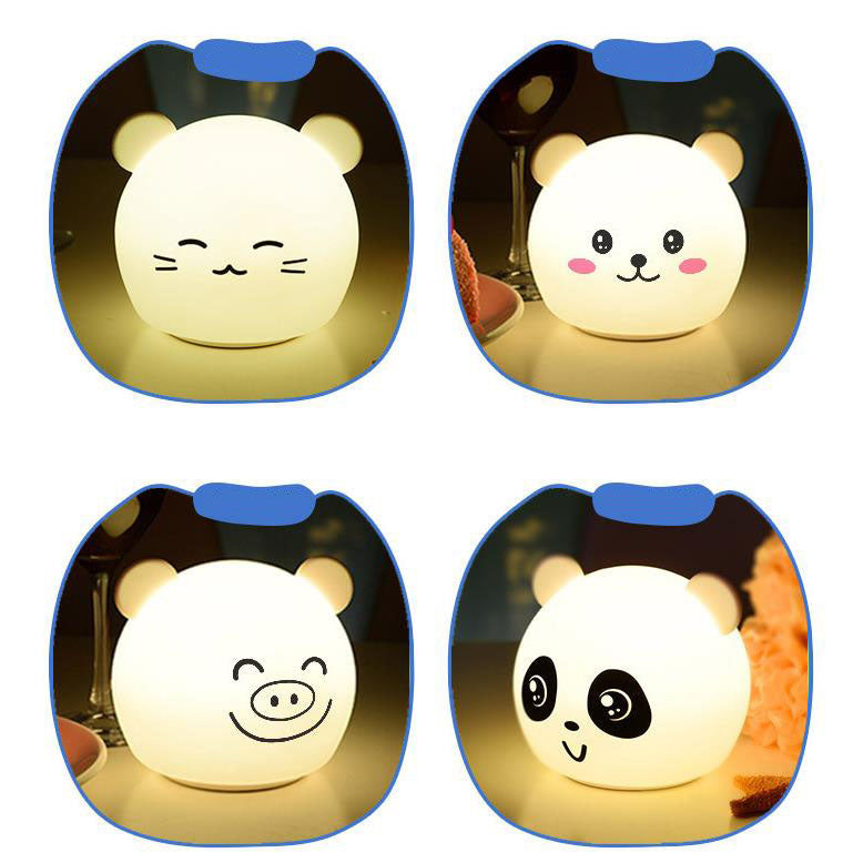 Lampe de table LED en silicone colorée avec animal de dessin animé 