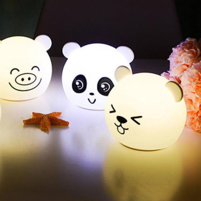 Lampe de table LED en silicone colorée avec animal de dessin animé 