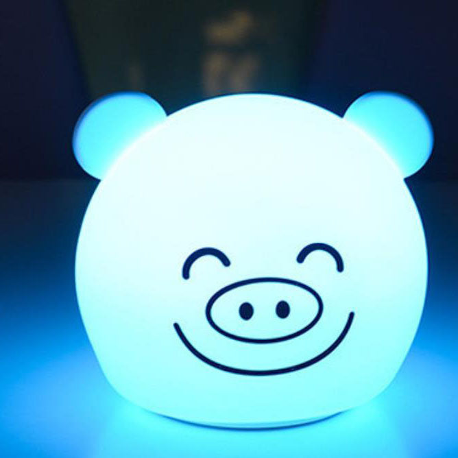 Lampe de table LED en silicone colorée avec animal de dessin animé 