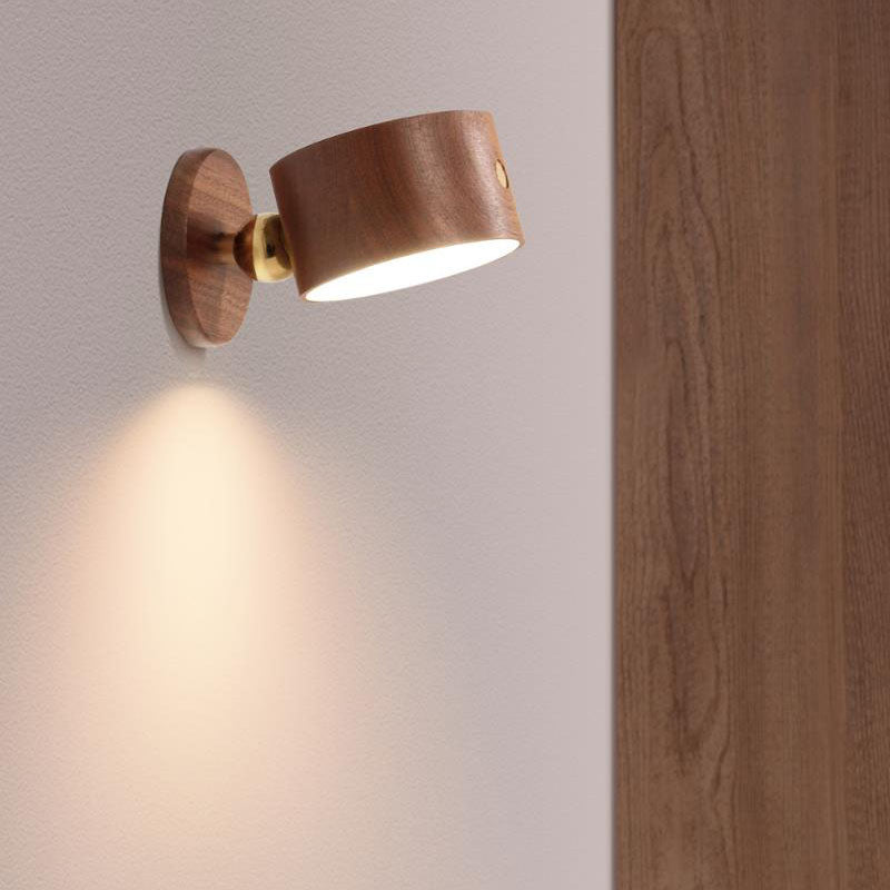 Simple Wooden USB Rechargeable Touch Magnetic LED Night Light Wall Sconce Lamp