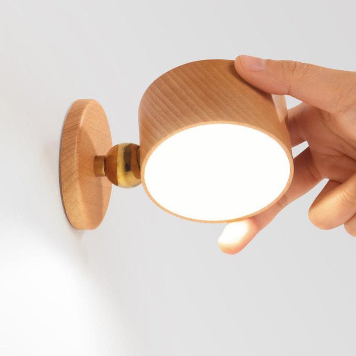 Einfache hölzerne USB-wiederaufladbare magnetische LED-Nachtlicht-Wandleuchte 
