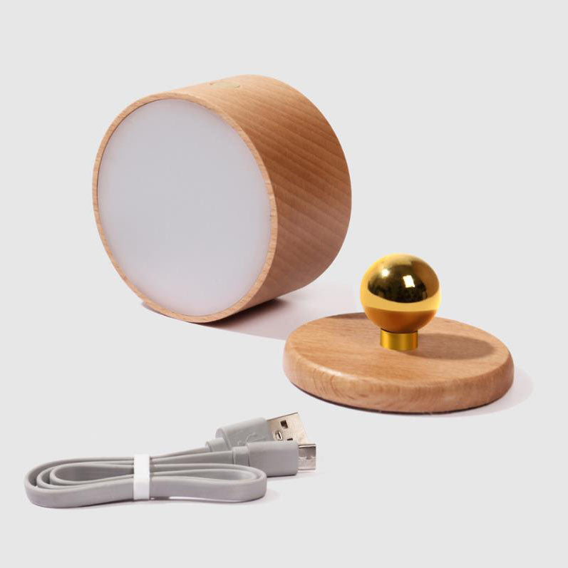 Simple Wooden USB Rechargeable Touch Magnetic LED Night Light Wall Sconce Lamp