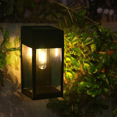 Modern Rectangular Solar 1-Light Waterproof Plastic Outdoor Garden Wall Light