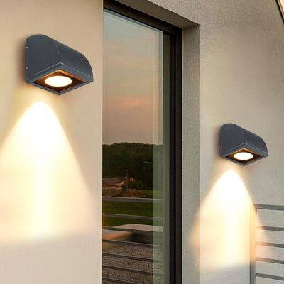Modern Pure Grey Aluminum Glass Waterproof LED Outdoor Corridor Patio Garden Wall Light
