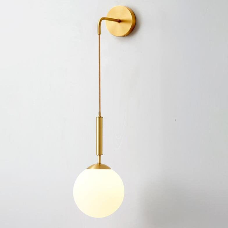 Nordischer minimalistischer runder Ball Kupfer Glas 1-Licht Wandleuchte 