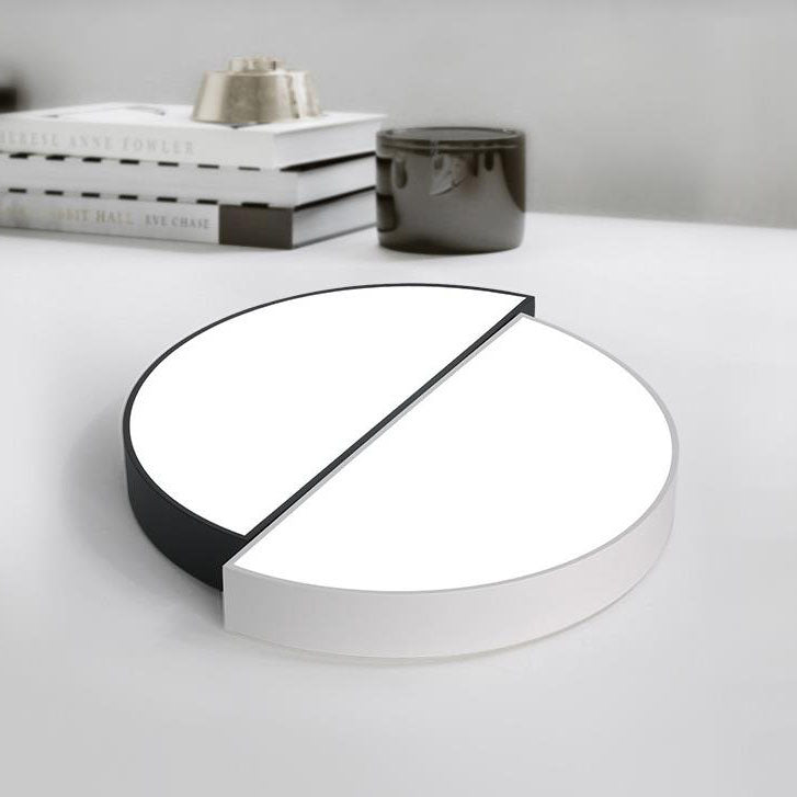 Modern Black White Round Iron Acrylic LED Flush Mount Light