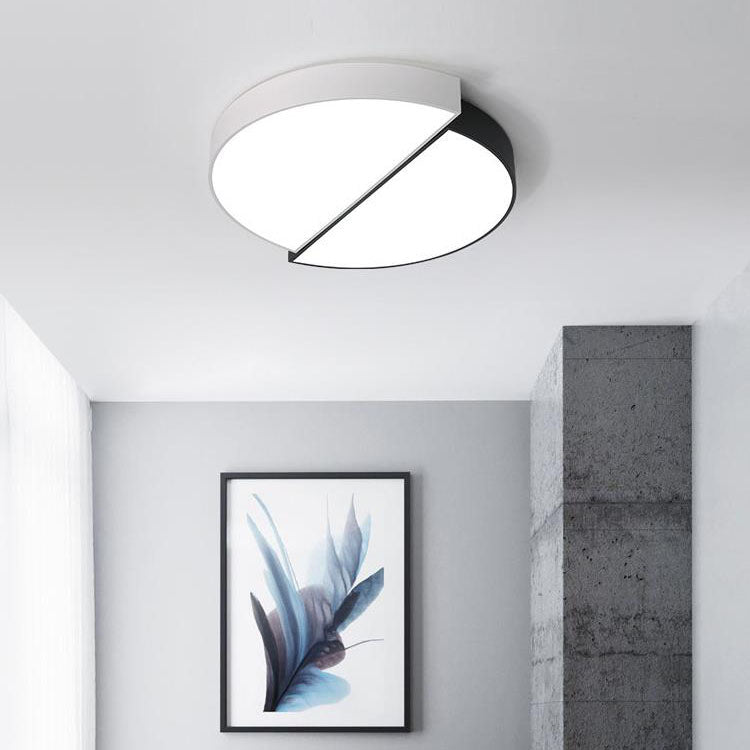 Modern Black White Round Iron Acrylic LED Flush Mount Light