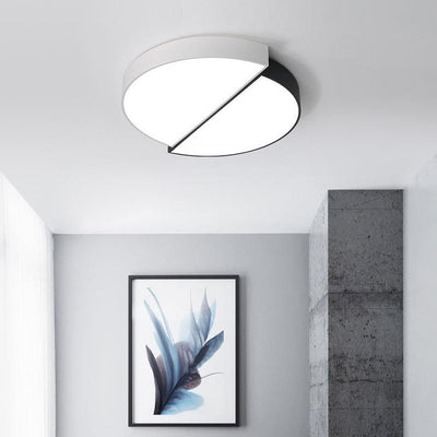 Modern Black White Round Iron Acrylic LED Flush Mount Light